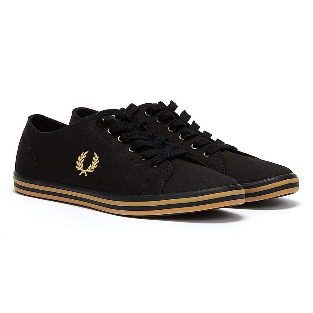Fred Perry Black Embroidered Logo Lace-Up Rubber Sole Sneakers Size US 10 - Picture 1 of 13